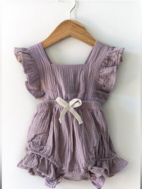 Reverie Threads Baby Girl SOFIA Romper in Violet, Size: 6-12M